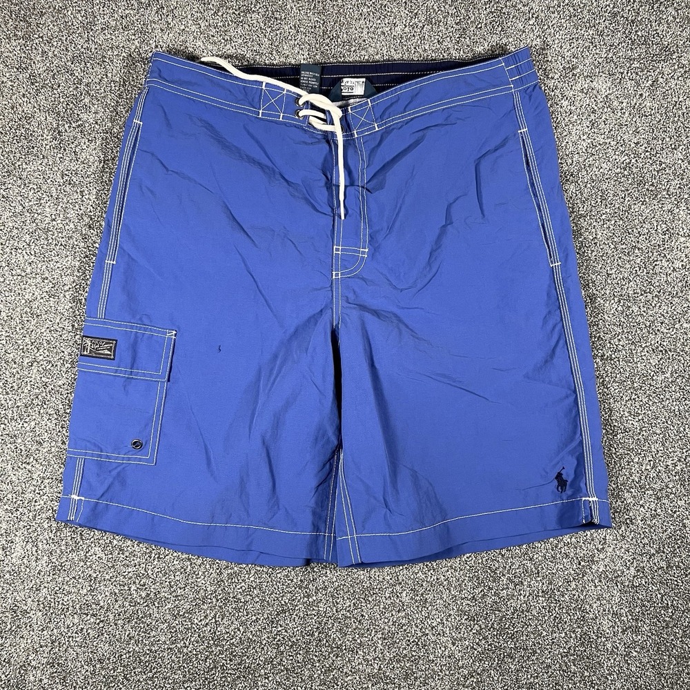Polo Ralph Lauren Mens Blue Board Shorts Swim Trunks Size M Cargo Pocket
